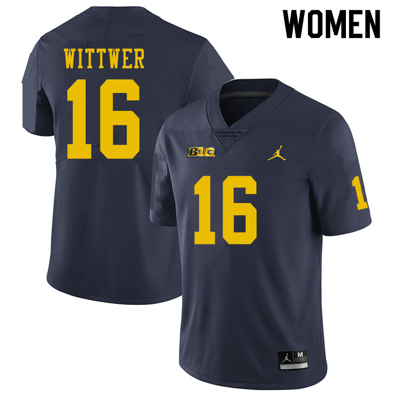 Women #16 Max Wittwer Michigan Wolverines College Football Jerseys Sale-Navy